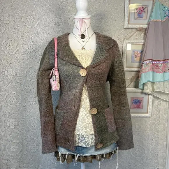 vintage cozy multi colored layering cardigan - Picture 3 of 7